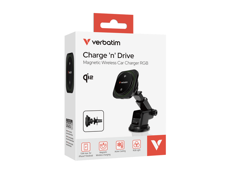 Verbatim Charge 'n' Drive Qi2 magnetski bežični auto punjač (31860)
