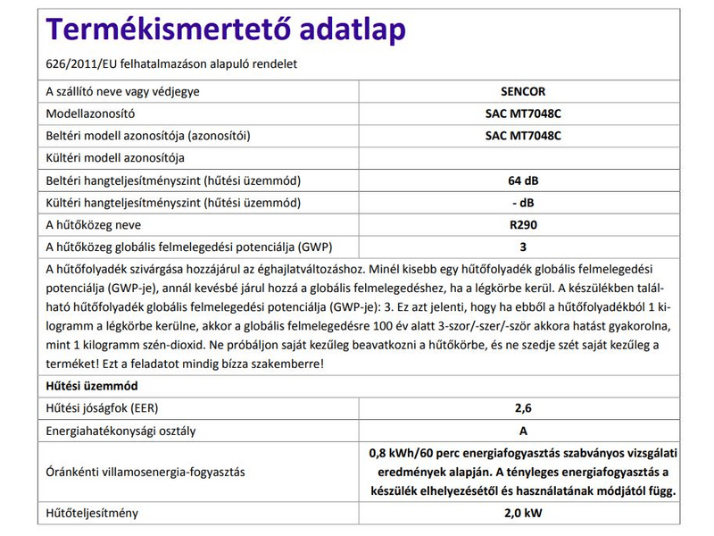 Sencor SAC MT7048C Mobilklíma