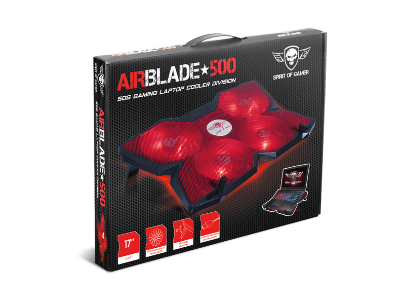 Spirit of Gamer Airblade 500 Notebook hűtő, piros (SOG-VE500RE)