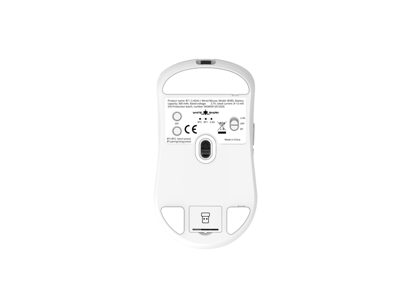 White Shark BORS-W Vezeték nélküli gamer egér, fehér (WGM-5021W)