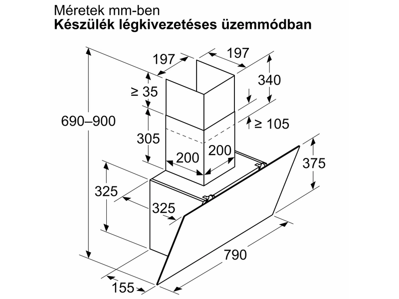Kürtős páraelszívő,80 cm