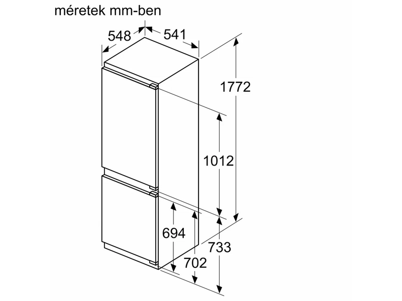 Bosch KIN86VFE0 Beépíthető alulfagyasztós hűtőszekrény