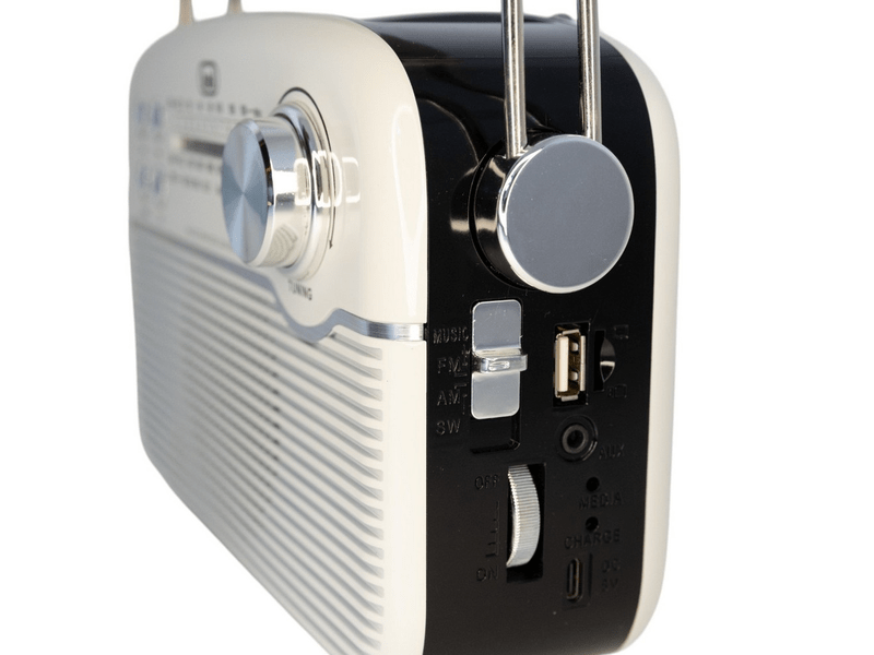 Trevi RA 7F50 BT Hordozható vintage napelemes rádió, krémfehér