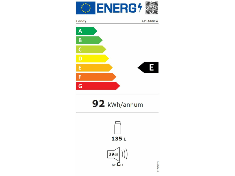 Egyajtós beépíthető hűtő,LED