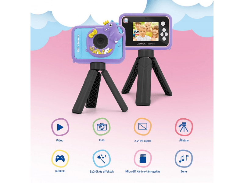 LAMAX PixelKid1 Gyerekkamera, rózsaszín