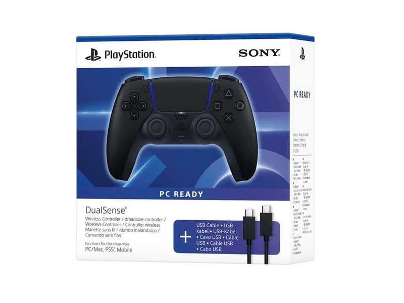 PS5 DualSense Vezeték nélküli kontroller, éjfekete + USB-C kábel