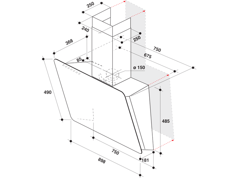 Páralecsapódásmentes 90cm széles elszívó