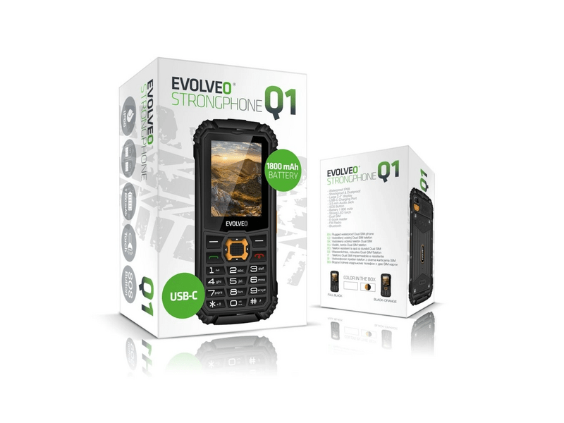 Evolveo StrongPhone Q1 Dual SIM mobiltelefon, fekete/narancs