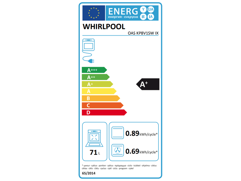 Whirlpool OAS KP8V1SW IX Beépíthető sütő