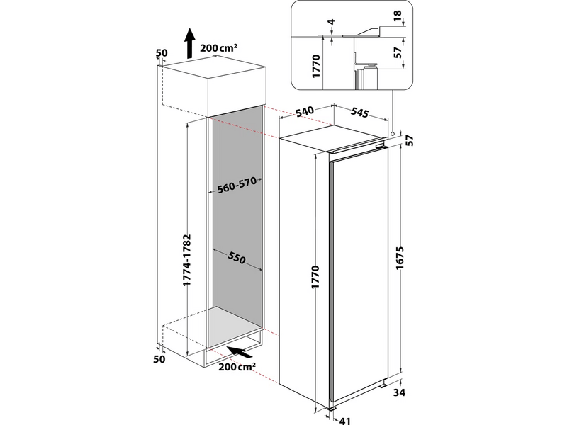 Whirlpool ARG 180702 Beépíthető egyajtós hűtőszekrény