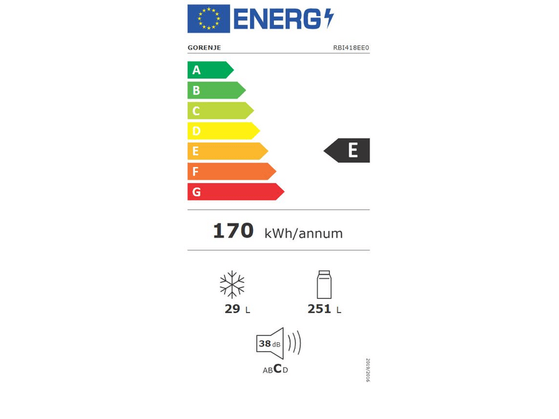 Gorenje RBI418EE0 Beépíthető egyajtós hűtőszekrény