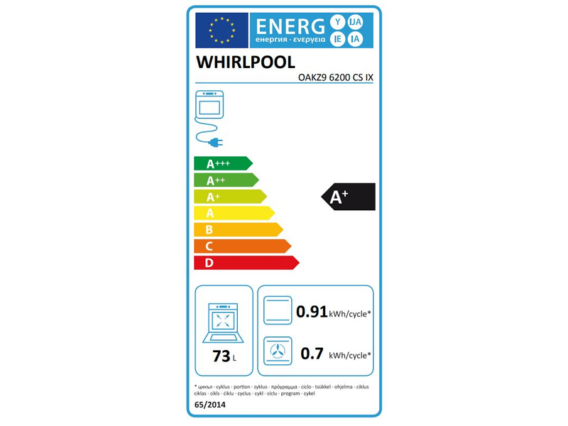 Whirlpool OAKZ9 6200 CS IX Beépíthető sütő