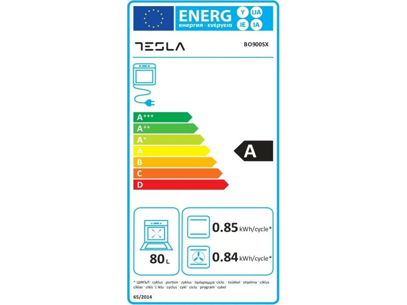 Beépíthető elektromos sütő 80L,inox