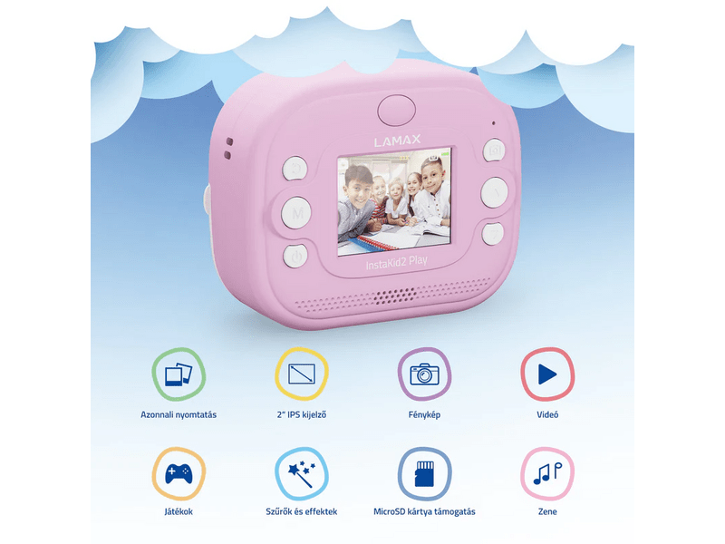 LAMAX InstaKid2 Play Gyerekkamera, rózsaszín