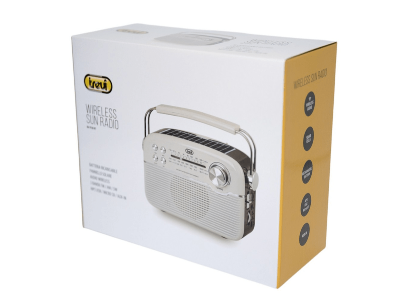 Trevi RA 7F50 BT Hordozható vintage napelemes rádió, krémfehér