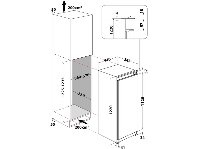 Whirlpool ARG 86122 Ugradbeni hladnjak s jednim vratima