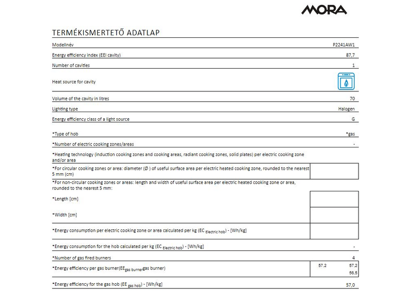 Mora P2241AW1 Gáztűzhely