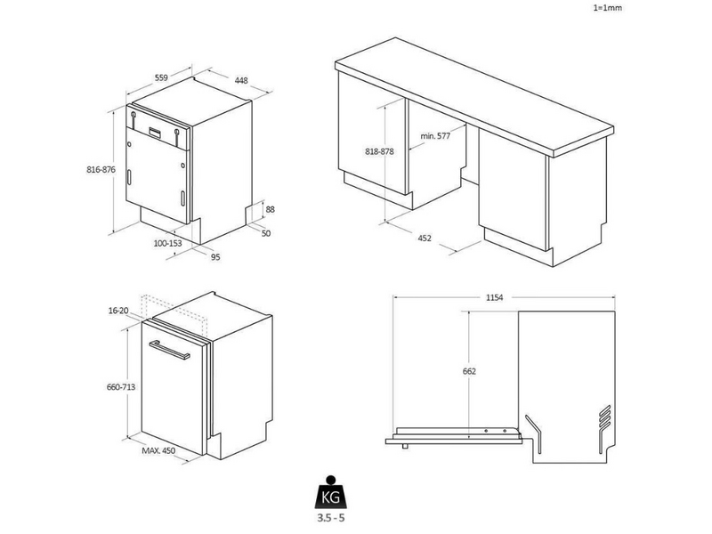 Candy CI1C7SB1FA Beépíthető mosogatógép