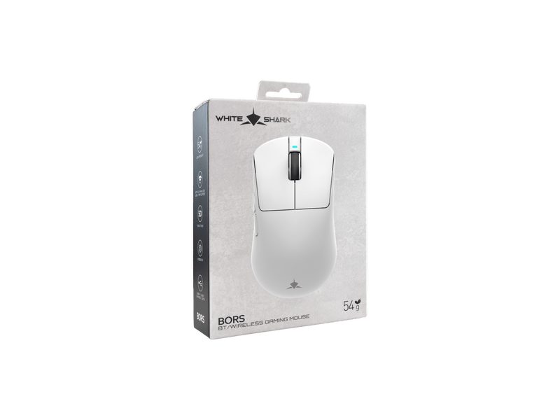 White Shark BORS-W Vezeték nélküli gamer egér, fehér (WGM-5021W)