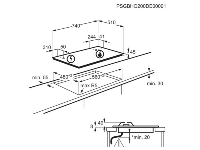 Electrolux KGG75362K Beépíthető gáz főzőlap