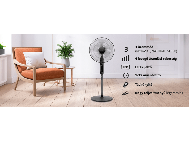 Eta Naos Állóventilátor, fekete (2607 90000)