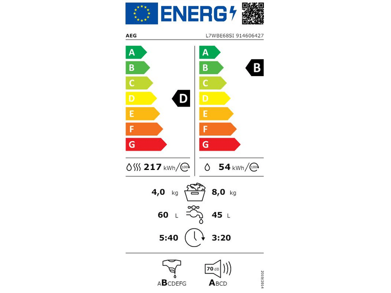 AEG L7WBE68SI Ugradbena perilica-sušilica rublja