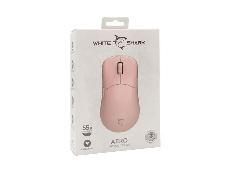 White Shark WGM-5015P Aero vezeték nélküli gamer egér, rózsaszín