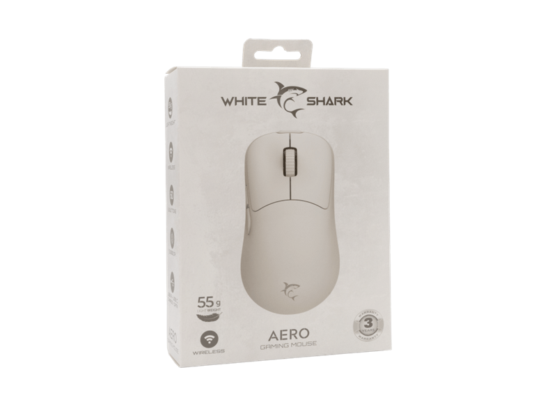 White Shark WGM-5015W Aero vezeték nélküli gamer egér, fehér