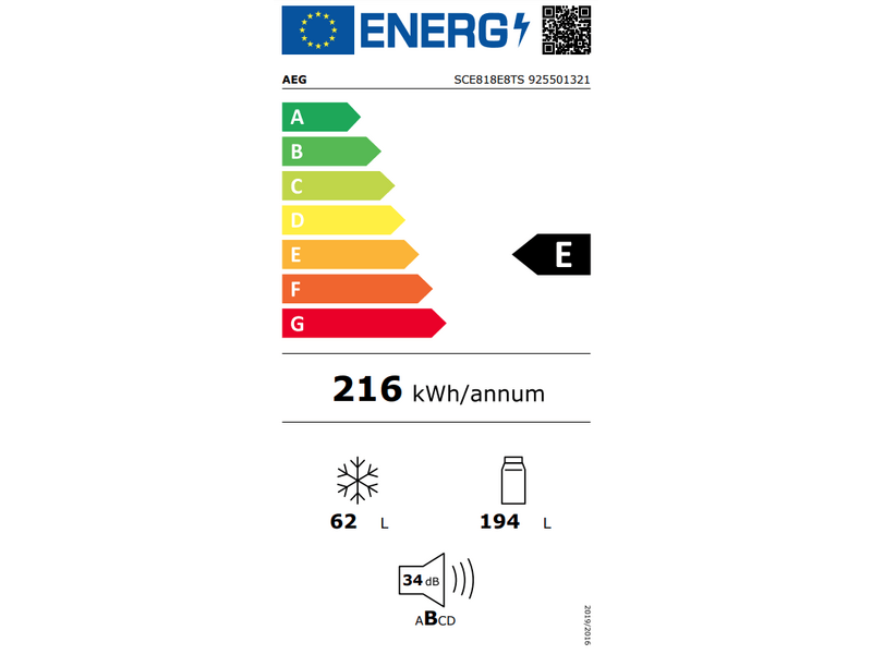 AEG SCE818E8TS Beépíthető alulfagyasztós hűtőszekrény