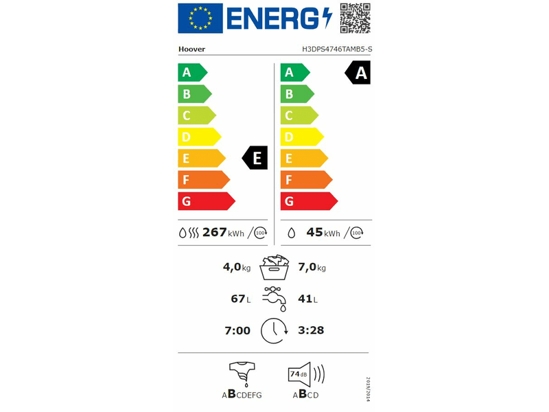 Hoover H3DPS4746TAMB5-S Mosó-szárítógép