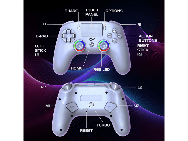 Subsonic PS5 Wireless LED Kontroller, fehér (SA5716-2)