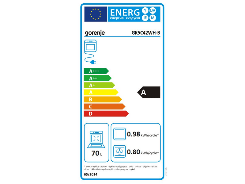 Gorenje GK5C42WH-B Kombinált tűzhely