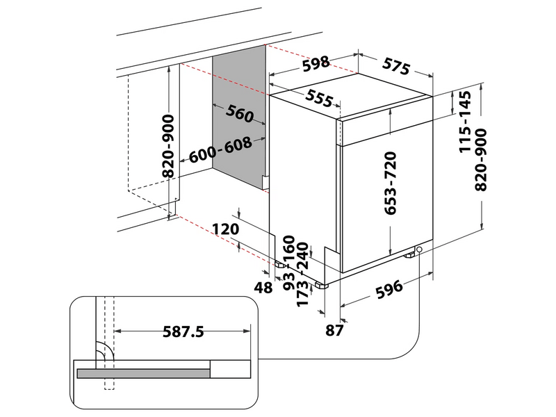 Whirlpool WBO 3O33 PLX Beépíthető elölvezérelt mosogatógép