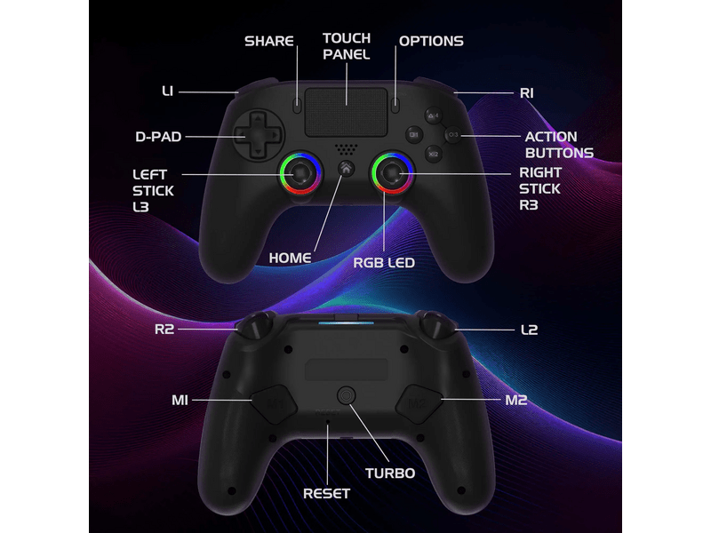 Subsonic PS5 Wireless LED Kontroller, fekete (SA5716-1)