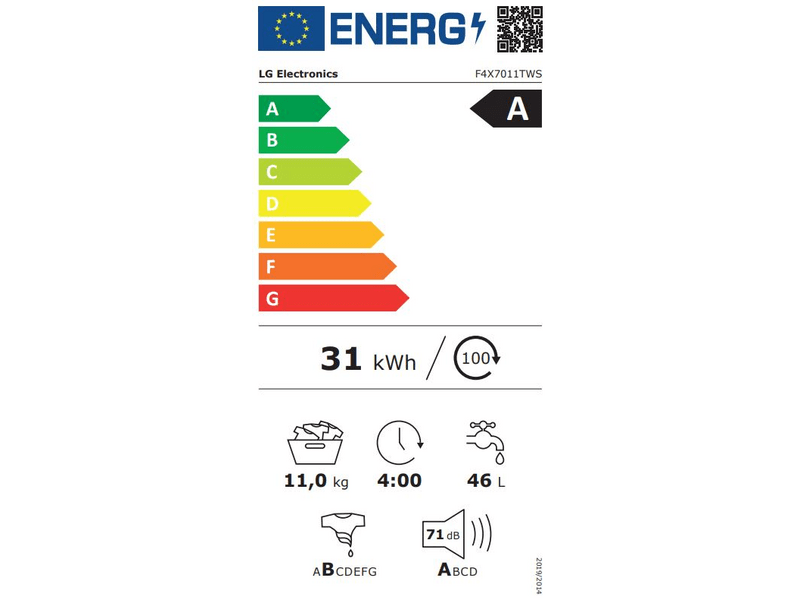 LG F4X7011TWS Elöltöltős mosógép