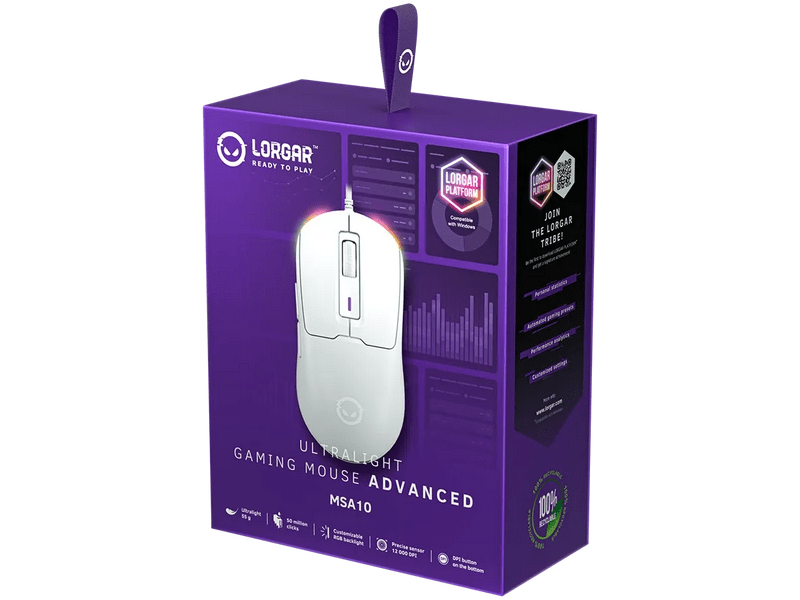 Lorgar MSA10 Vezetékes gamer egér, fehér (LRG-MSA10-WH)