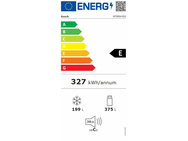 4 ajtós komb. hűtő/fagyasztó,375+199 l