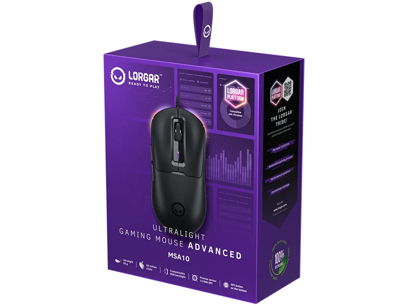 Lorgar MSA10 Vezetékes gamer egér, fekete (LRG-MSA10-BK)
