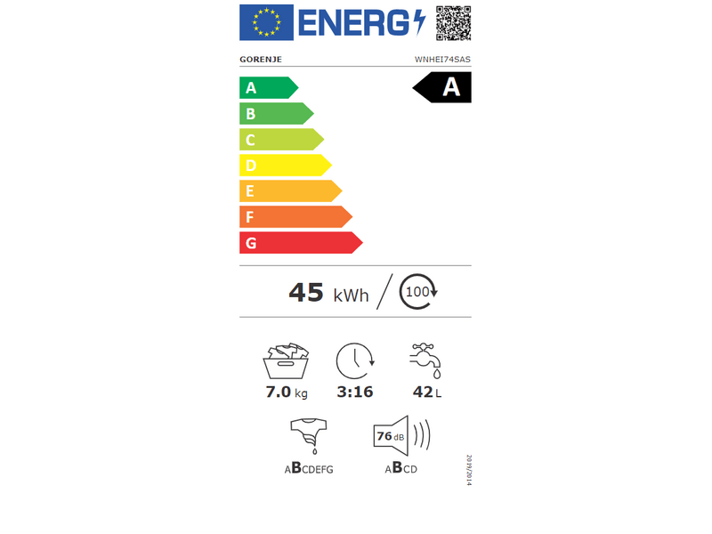 Gorenje WNHEI74SAS Keskeny elöltöltős gőzmosógép