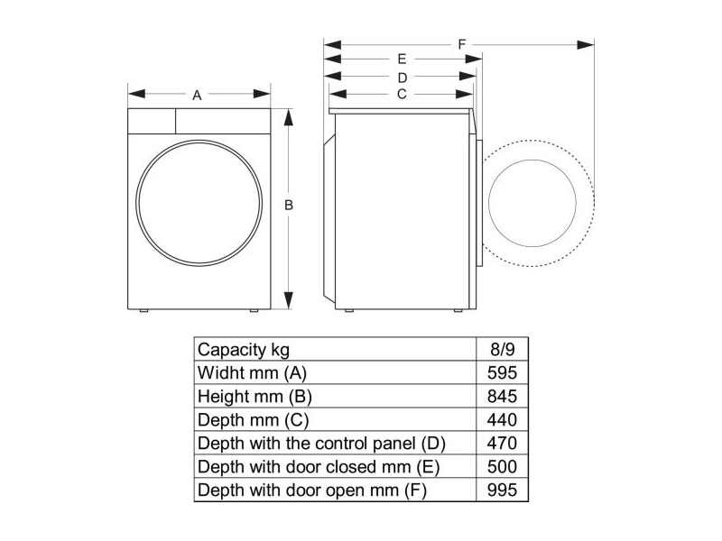 Hisense WF5I9043BWFS Perilica rublja s prednjim punjenjem