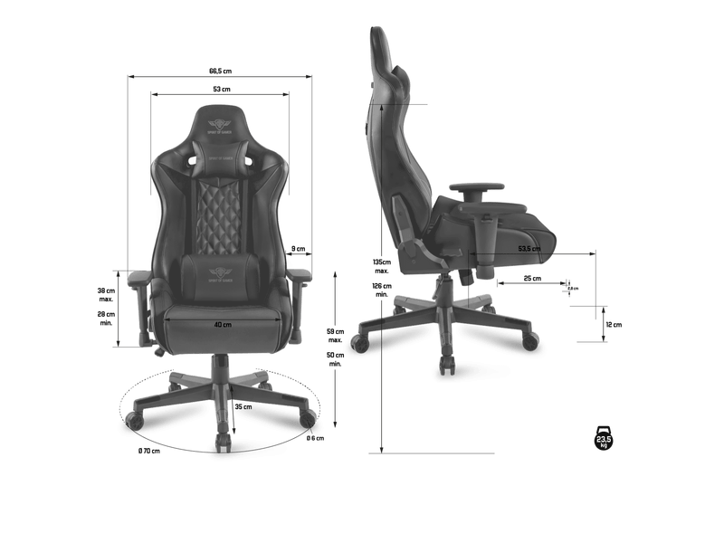 Spirit of Gamer Crusader Gamer szék, fekete (SOG-GCQBK)