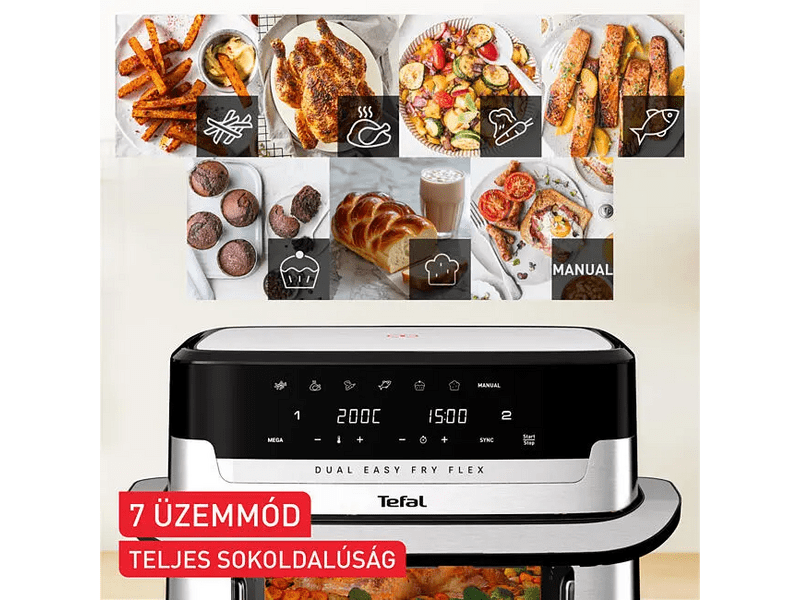 Tefal EY922DE0 Dual Easy Fry Flex Airfyer, 9L