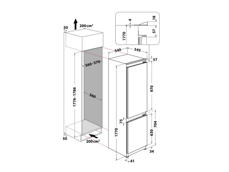 Whirlpool WHC18D051A1 Ugradbeni hladnjak s donjim zamrzivačem