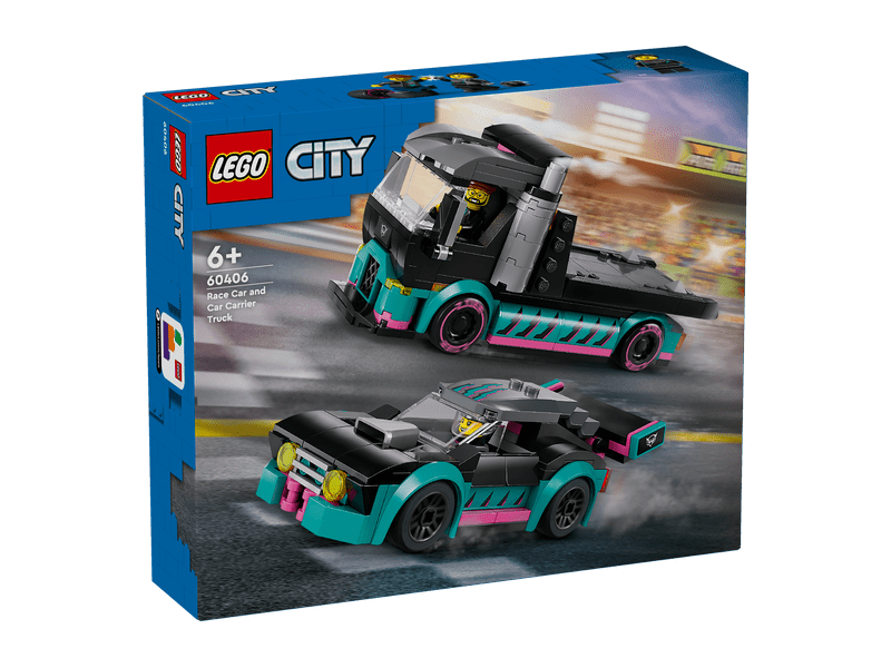LEGO® City trkaći automobil i kamion za prijevoz automobila (60406)