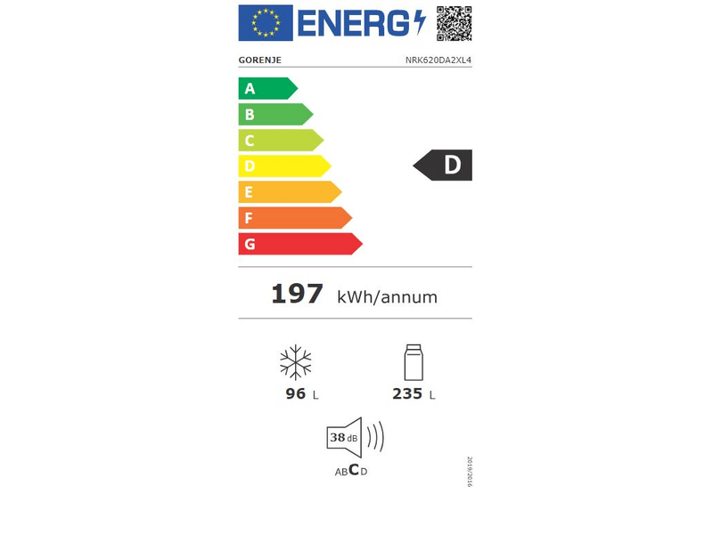 Gorenje NRK620DA2XL4 Hladnjak s donjim zamrzivačem