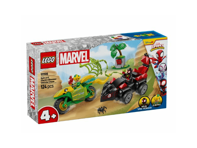 LEGO® Marvel Spin és Electro: Üldözés a dinójárművel (11198)