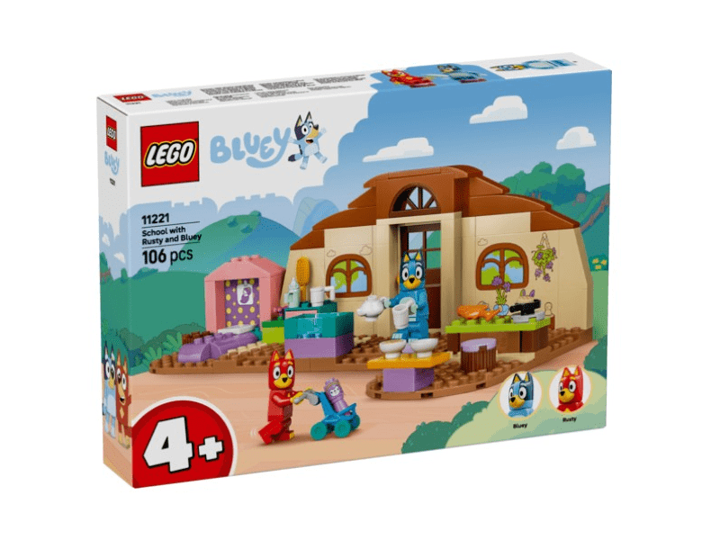 LEGO® Bluey Rozsdás és Bluey a suliban (11221)