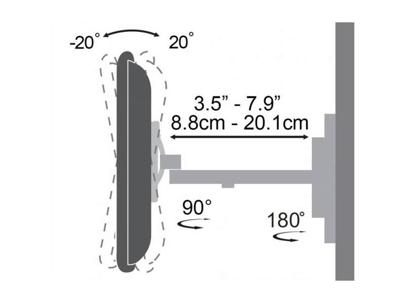 SBOX LCD-441 23“ - 55“ karos fali konzol, dönthető, forgatható, 400x400, max. 30 kg