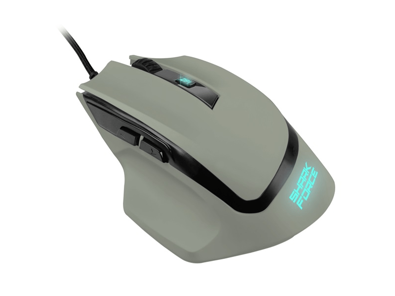 Sharkoon Egér Gamer - SHARK FORCE II Grey (optikai; 4200DPI; Pixart PMW3519 chip; harisnyázott kábel; szürke)