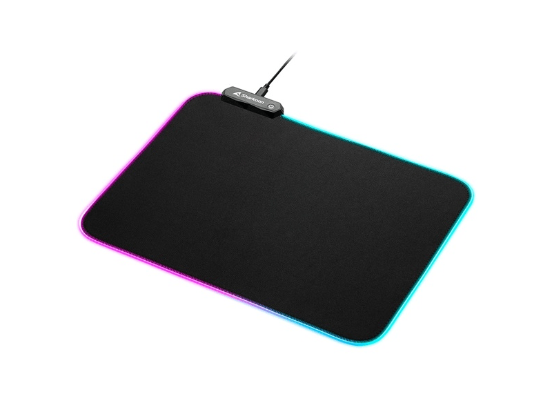 Sharkoon Egérpad - 1337 Gaming Mat RGB V2 360 (360 x 270 x 3 mm, RGB LED, lecsatlakoztatható USB kábel, fekete)
